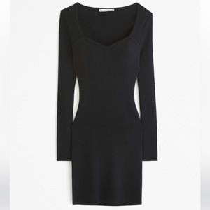 NWT Abercrombie Long-Sleeve Sweetheart Mini Sweater Dress in Black, size ST
